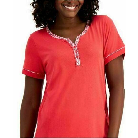 Charter Club Women's Cotton Capri Pajama Red Floral Set Poppy Ditsy NEW Small - Picture 2 of 5